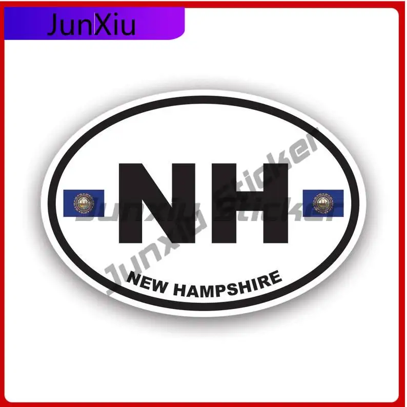

New Hampshire Flag Oval Sticker Uv Protected Decals Nh Euro State Flag Patriotic Car Sticker Vinyl Decal Round Sun Protection