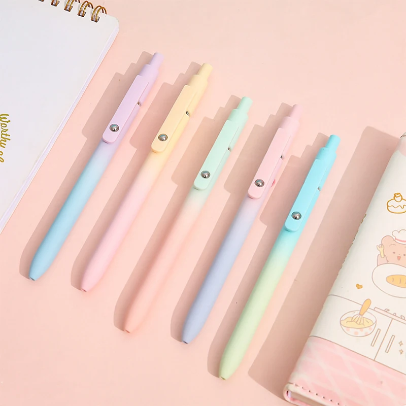 Set van 5 intrekbare gelpennen met sneldrogende zwarte inkt, fijne punt en soft-touch-ontwerp voor soepele schrijfprestaties