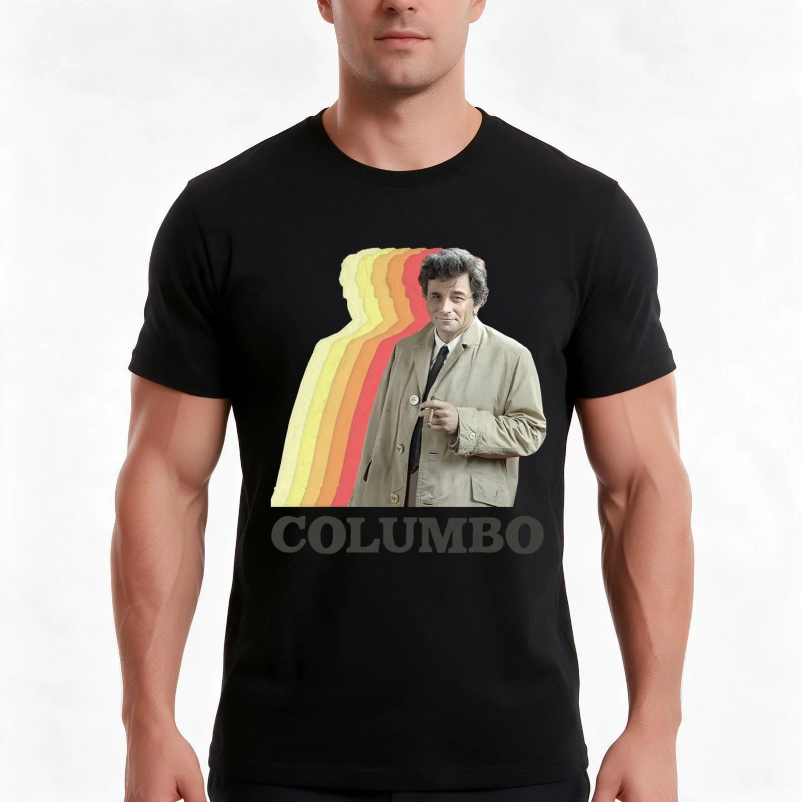 Columbo T-Shirt, Summer Casual Cotton Tee, Oversized Streetwear Tops, Vintage Graphic Print, Loose Fit Short Sleeve, 100% Cotton
