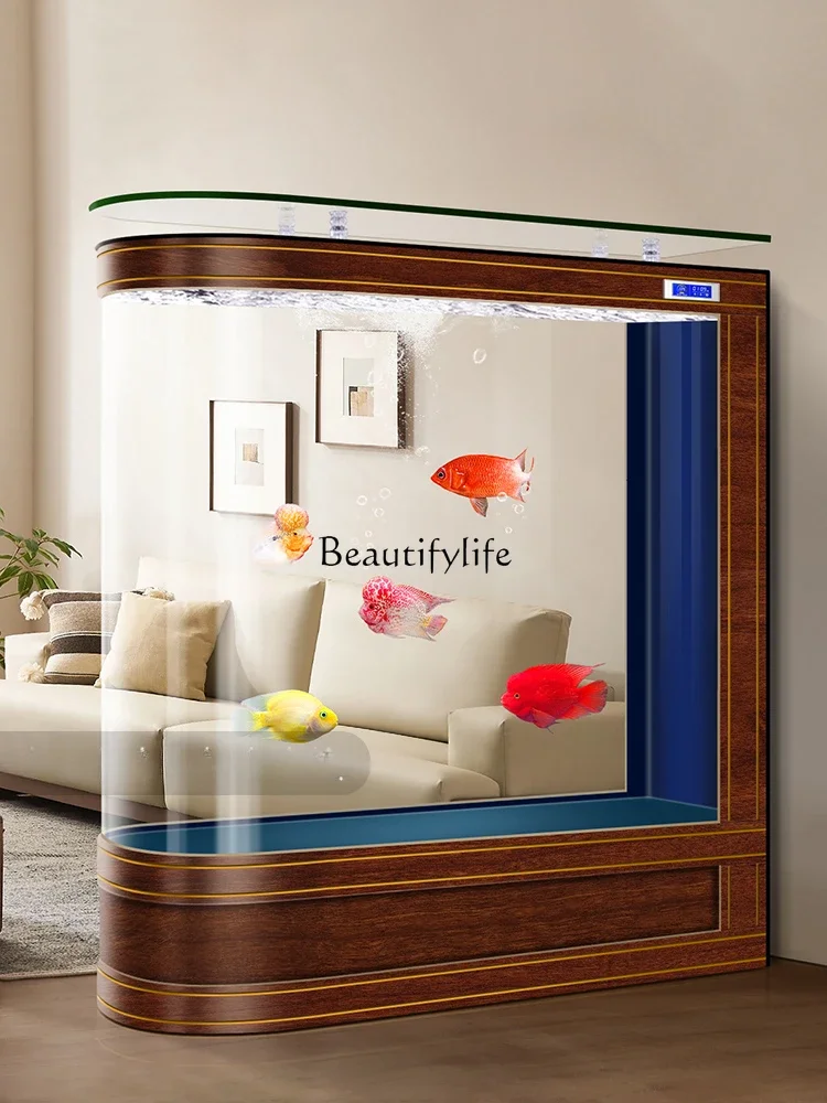 

yj9 European-Style Integrated Molding Glass Fish Tank Living Room Floor Aquarium Home Ecological Fish Globe