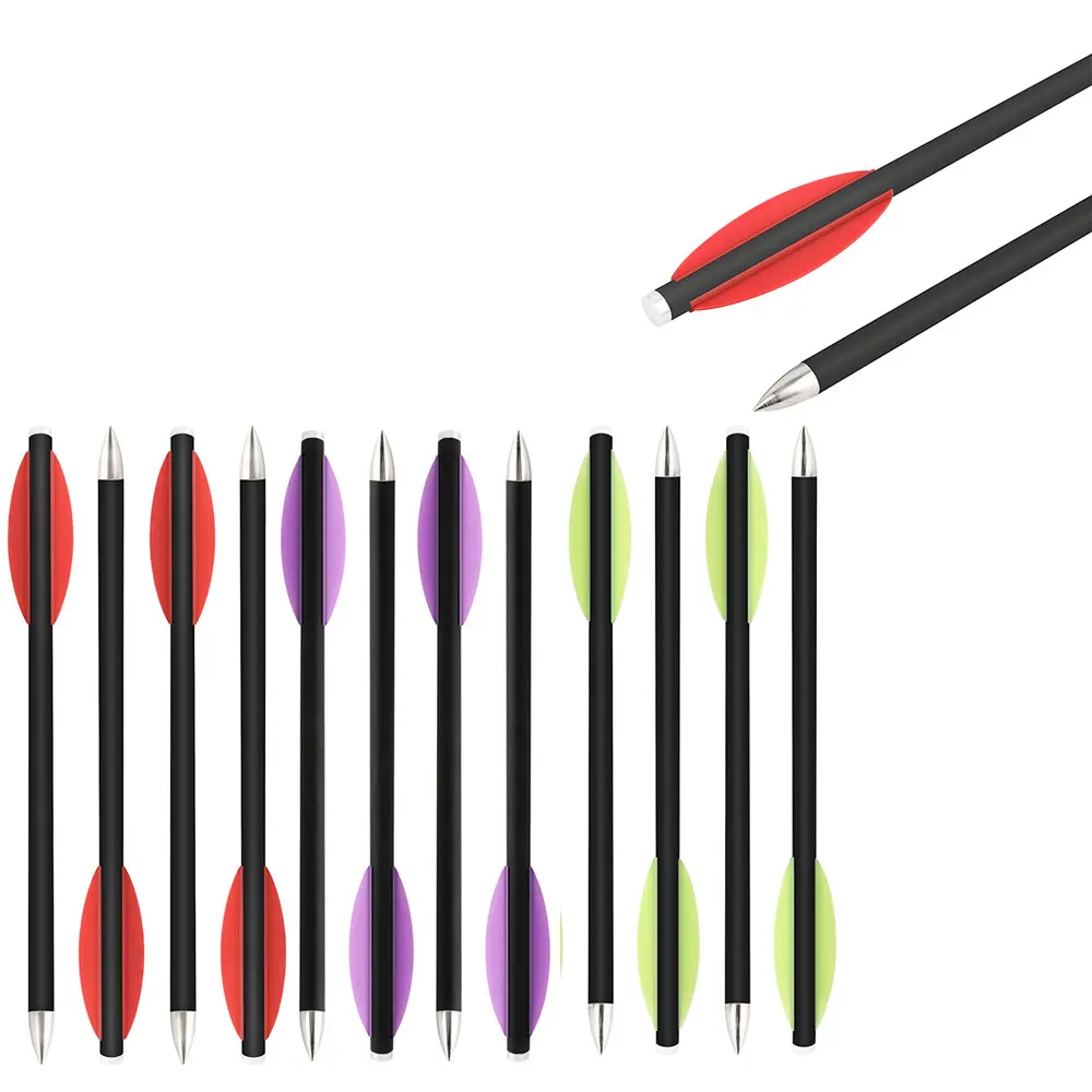 

6/12/18/24pcs Hunting Crossbow Arrow 6.3" Mixed Carbon Arrows ID 4.2mm OD 6mm Rubber Feather for Crossbow Archery Shooting Arrow