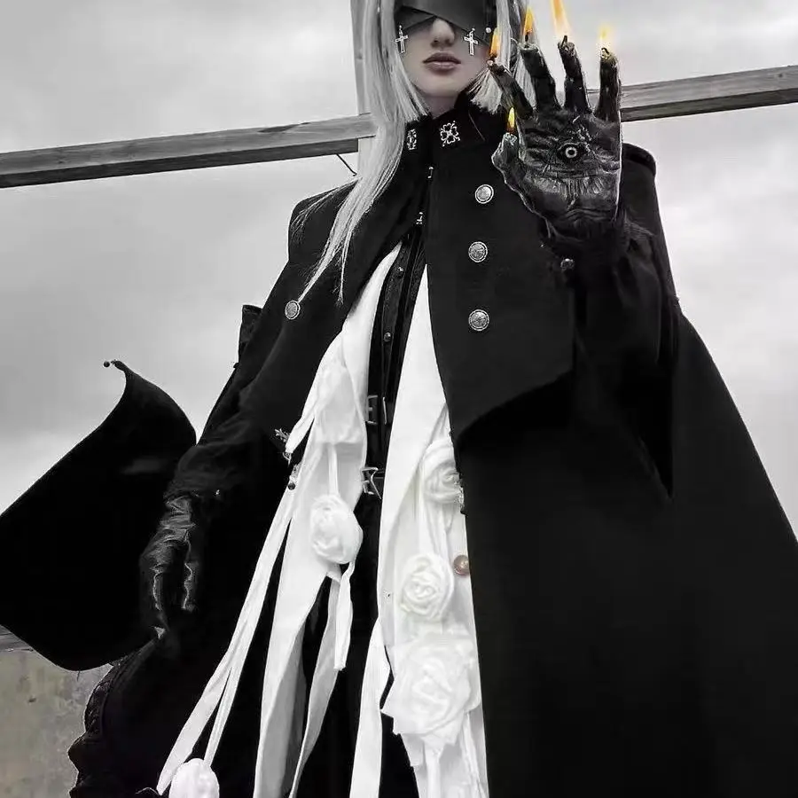 

2026 New Bisex Lolita Cape Gothic Style Event Party Prince Cosplay Costume Vintage Dark Black Victorian Era Cloak Men Women