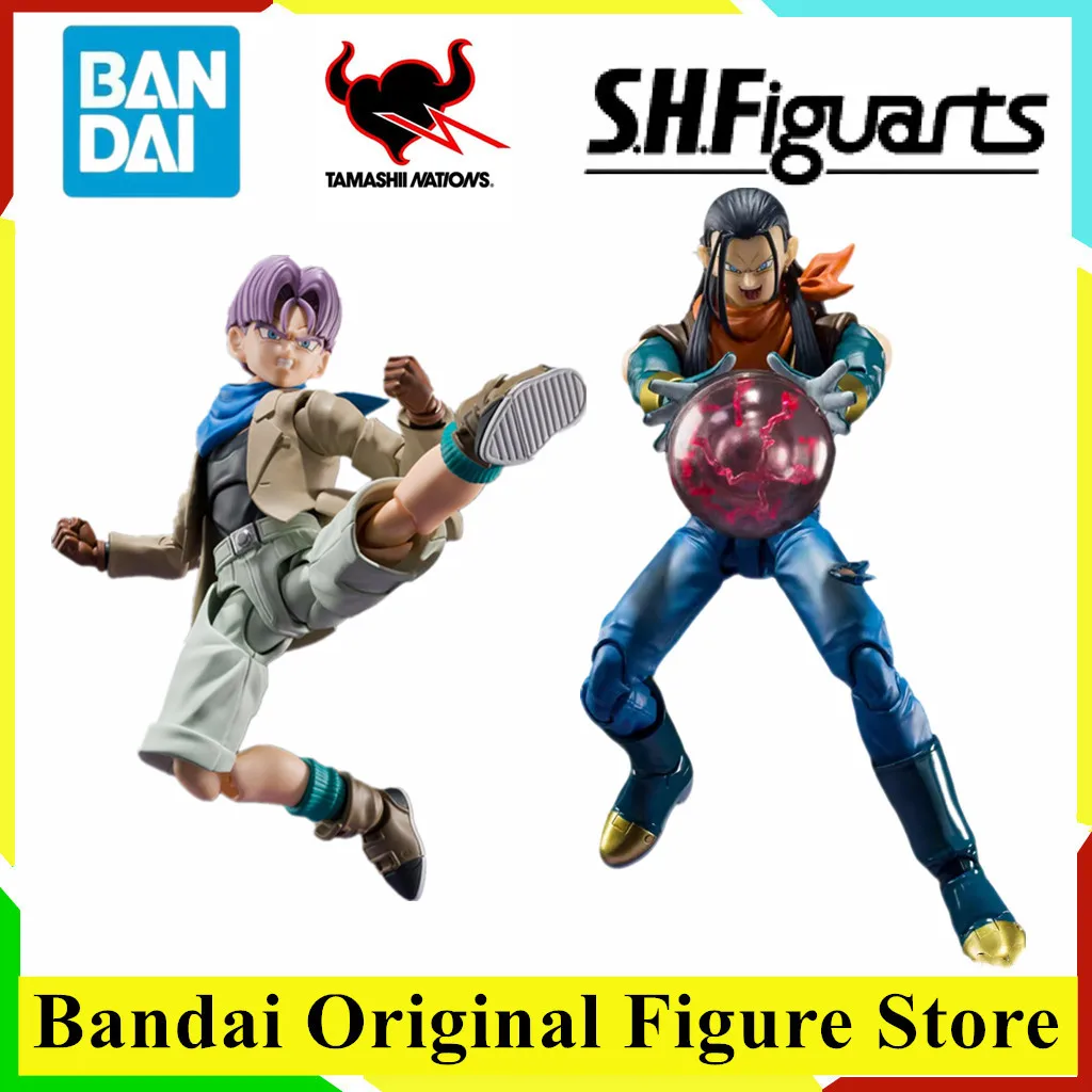 Original BANDAI Dragon Ball GT Trunks Super Android 17 Anime Figure Toys Genuine PVC Model Action Figurine Collection