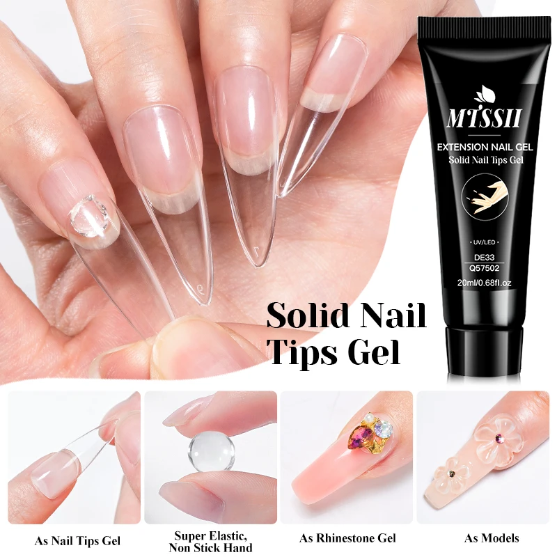 10/20ml Solid Nail Tips Gel For False Tips Extend Press On Nail Long Lasting Soak Off UV Gel Nail Polish For Nail Art Extension