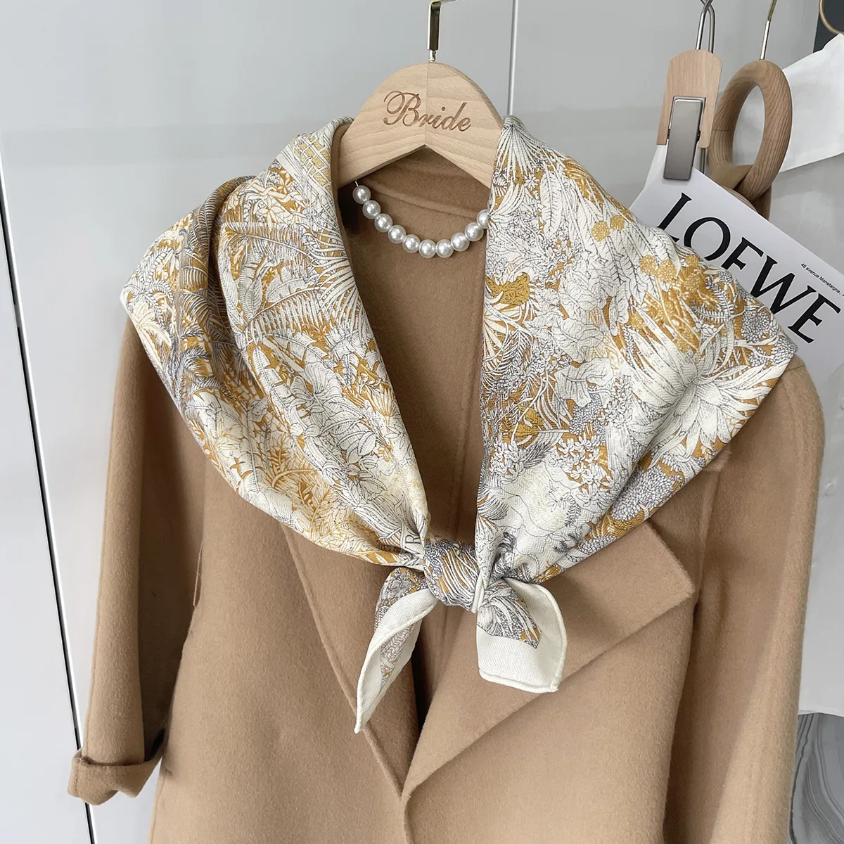 90CM Silk Wool Scarf Women Head Neck Bag Bandannas Winter Accessories Cashmere Scarves Luxury Brand Hand Rolled Edges Shawls