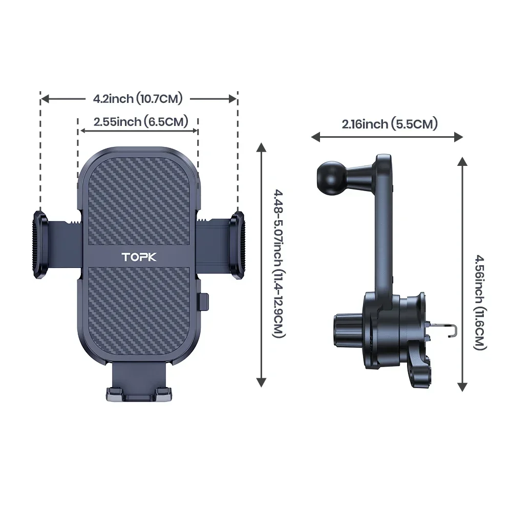 TOPK Magnetic Car Phone Holder Metal Extension Hook 360 Rotation Air Vent Mount Mag-Safe For All Phones 6