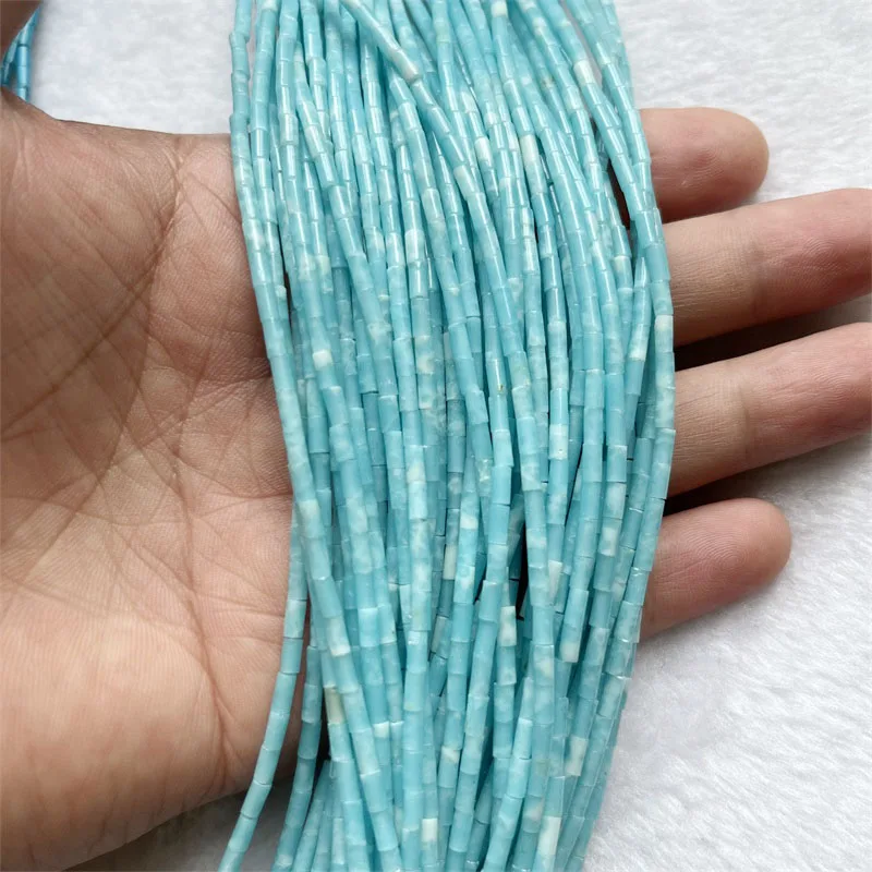 4*2MM Small Size Natural Stone Round Tube Beads For Larimar Turquoise DIY Necklace Bracelat Jewelry Making Gemstone Disc