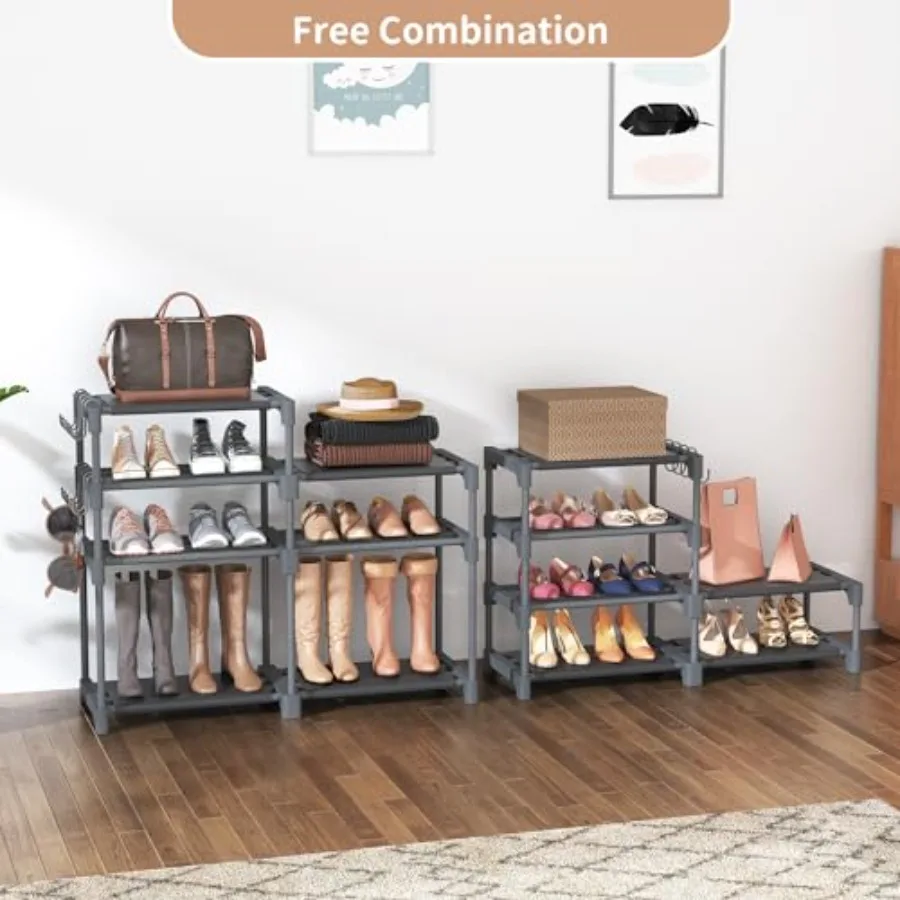 靴棚 靴収納オーガナイザー クローゼット 玄関 ガレージ 寝室用 8段 高さのあるメタル製靴棚 2632足のブーツや靴を収納可能 調整可能