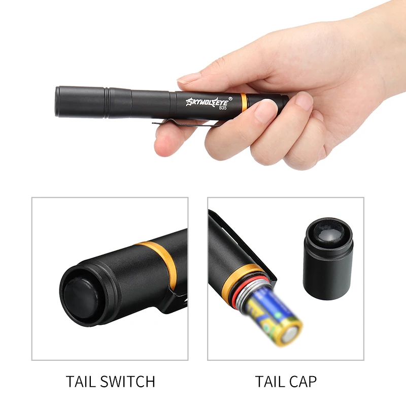 1 Pack Small Mini Flashlight AAA Ultra Bright LED Pen light Waterproof  Pocket Clip Tactical Torch Lamp (battery not include