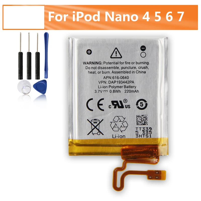 

Сменный аккумулятор 616-0406 616-0407 616-0531 616-0640 для Apple iPod Nano 4 5 6 7 с инструментами