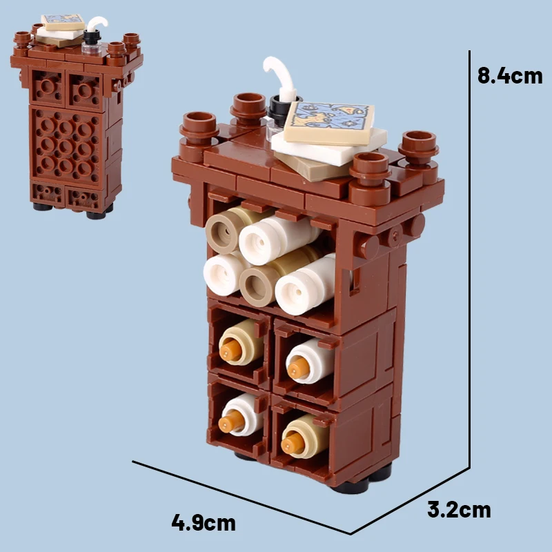 MOC Medieval Architecture Building Blocks Castle Military Knights Leather Paper Cabinet Judgment Seat Weapons Bricks Toys Gifts