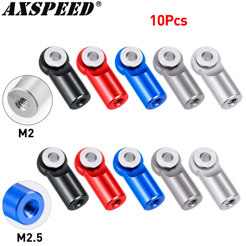 AXSPEED 10Pcs Aluminum Alloy M2 M2.5 Rod End Ball Head Joints Holder Tie Right-Hand Screw for RC Model Car Boat Airplane Trucks