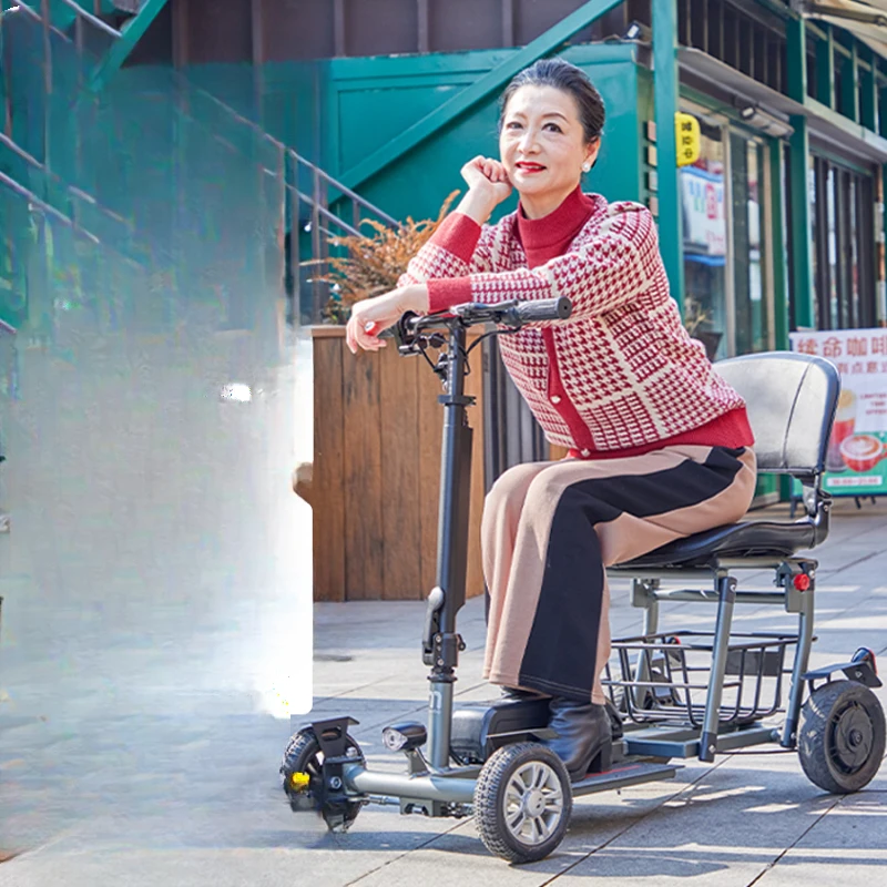 Assisted scooters for the elderly, ultra-light and portable, four-wheel folding electric vehicles for the disabled, small househ