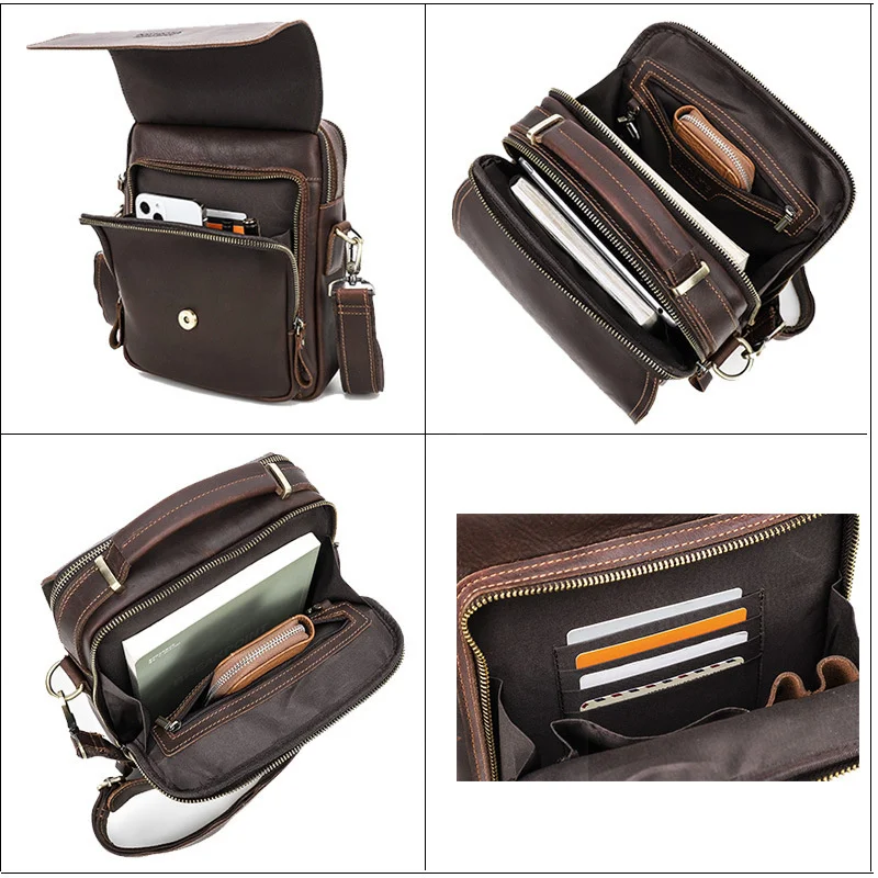 Genuine Leather New Men Cowhide Briefcase Luxury Business Single Shoulder Messenger Bag High Quality Fashion Crossbody Handbag