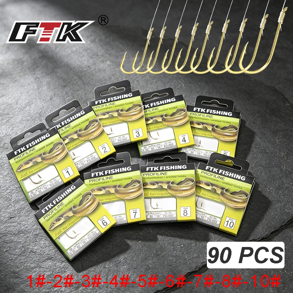 Snell Fishing Rig - FTK FG‑003 90개입 미리 묶인 낚싯바늘