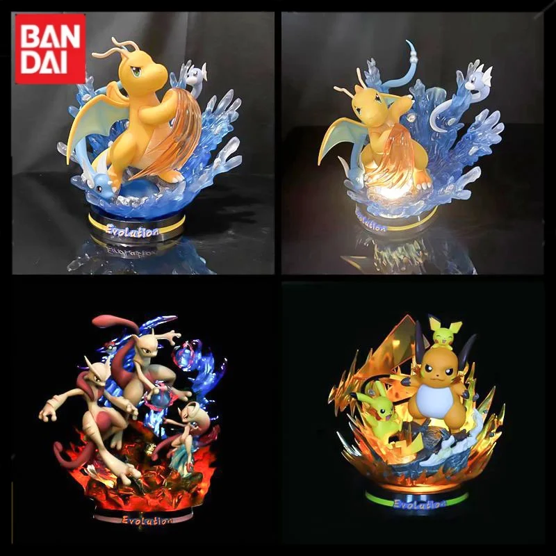 

Anime PokéMon Gk Dragonite Bibasicmewtwo Raichu Evolutionary Scene Luminous Handmade Ornaments Desktop Model Birthday Present