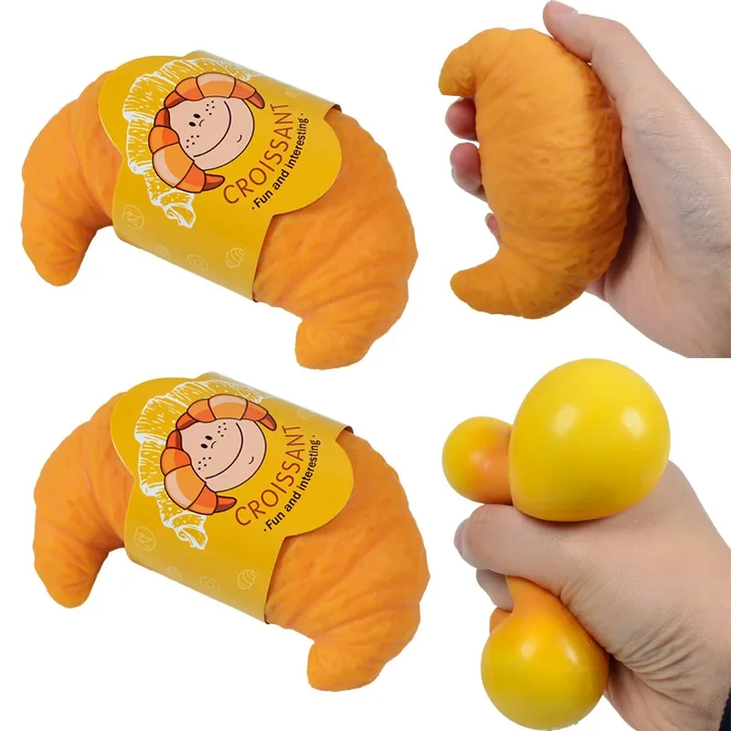 NOUVEAU Jouet Croissant Réaliste Amusant à Presser Anti-Stress Mignon et Drôle pour Adultes