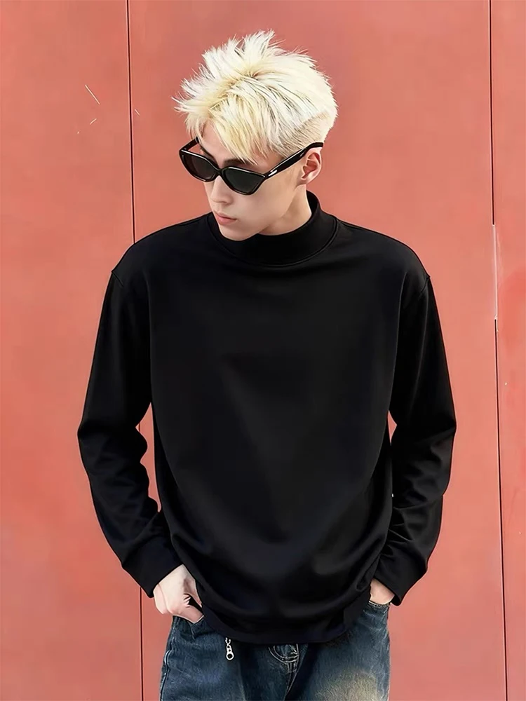 

Мужская термофутболка с высоким воротником Bla, с длинным рукавом, из плотной шерстяной смеси, базовый слой для осени и зимы, повседневная одежда