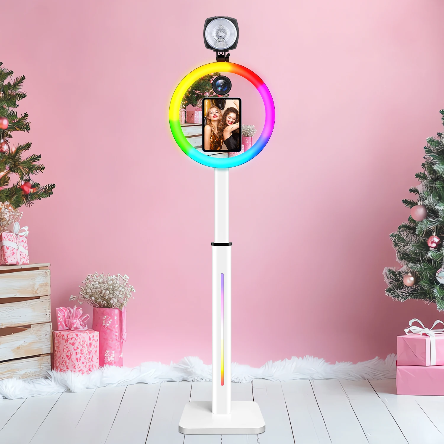 

Weddings Photo Booth Machine Adjustable Height For 9.7'' 10.2'' 10.5'' 11'' iPad 12.3'' Surface Pro Pad DSLR