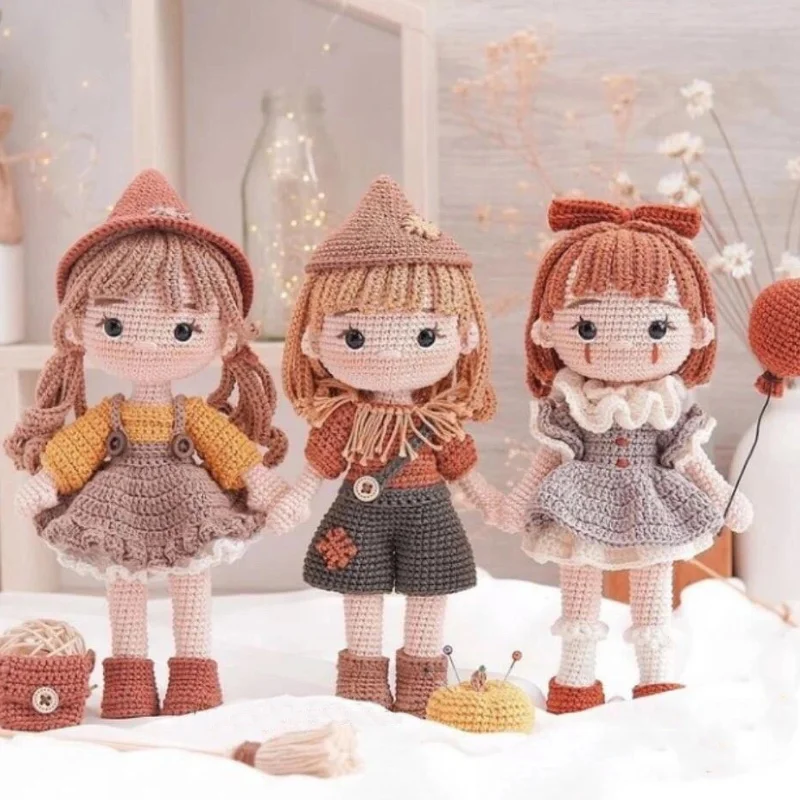 Handmade Amigurumi Crochet Girls Hook Set Yarn Material Kit DIY Knitting Woolen Doll Accessories Cute Crafts For Girl's Gifts