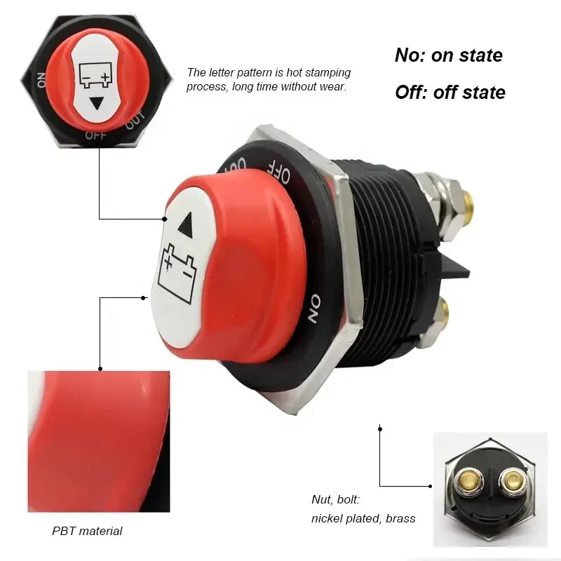 Car Battery Switch Rotary Disconnect Power Cut Off Disconnecter Power Isolator for Auto Truck Motorcycle Boat 50A/100A/200A/300A