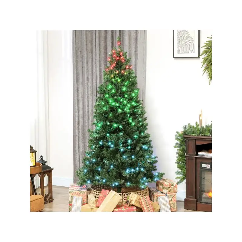 

6-футовая предварительно освещенная рождественская елка для праздничного декора — идеально подходит для дома, офиса или вечеринок — простая сборка и теплые белые огни