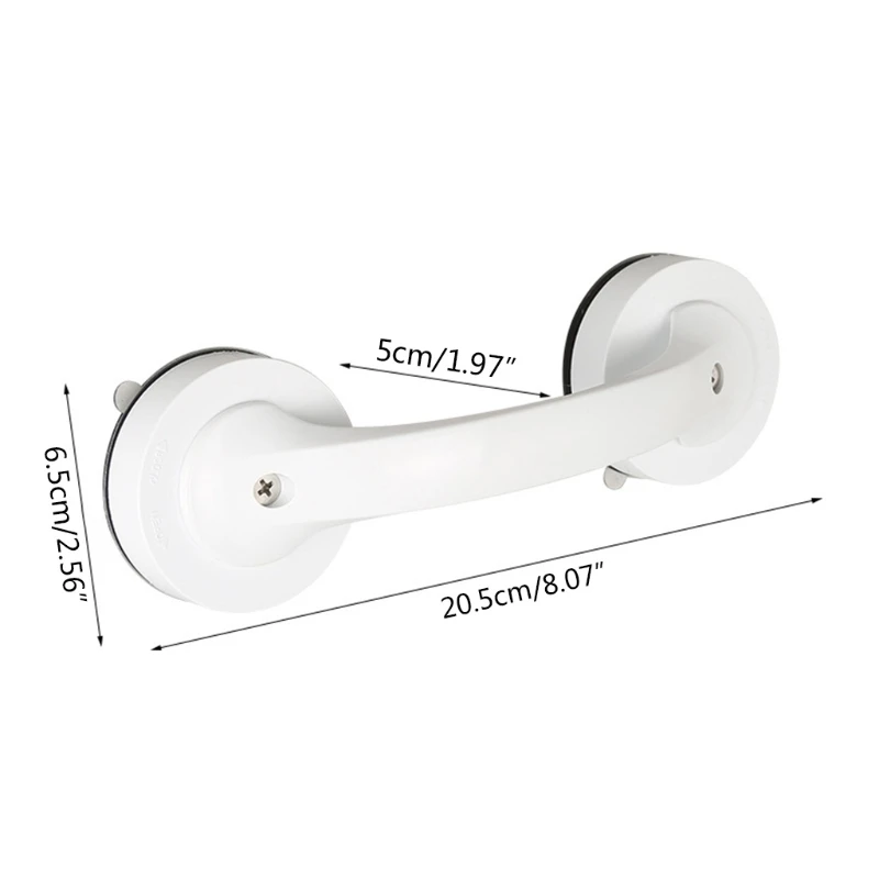 White/Black Handle Suction Cup Handle Simple Grab Bar Handrail Shower