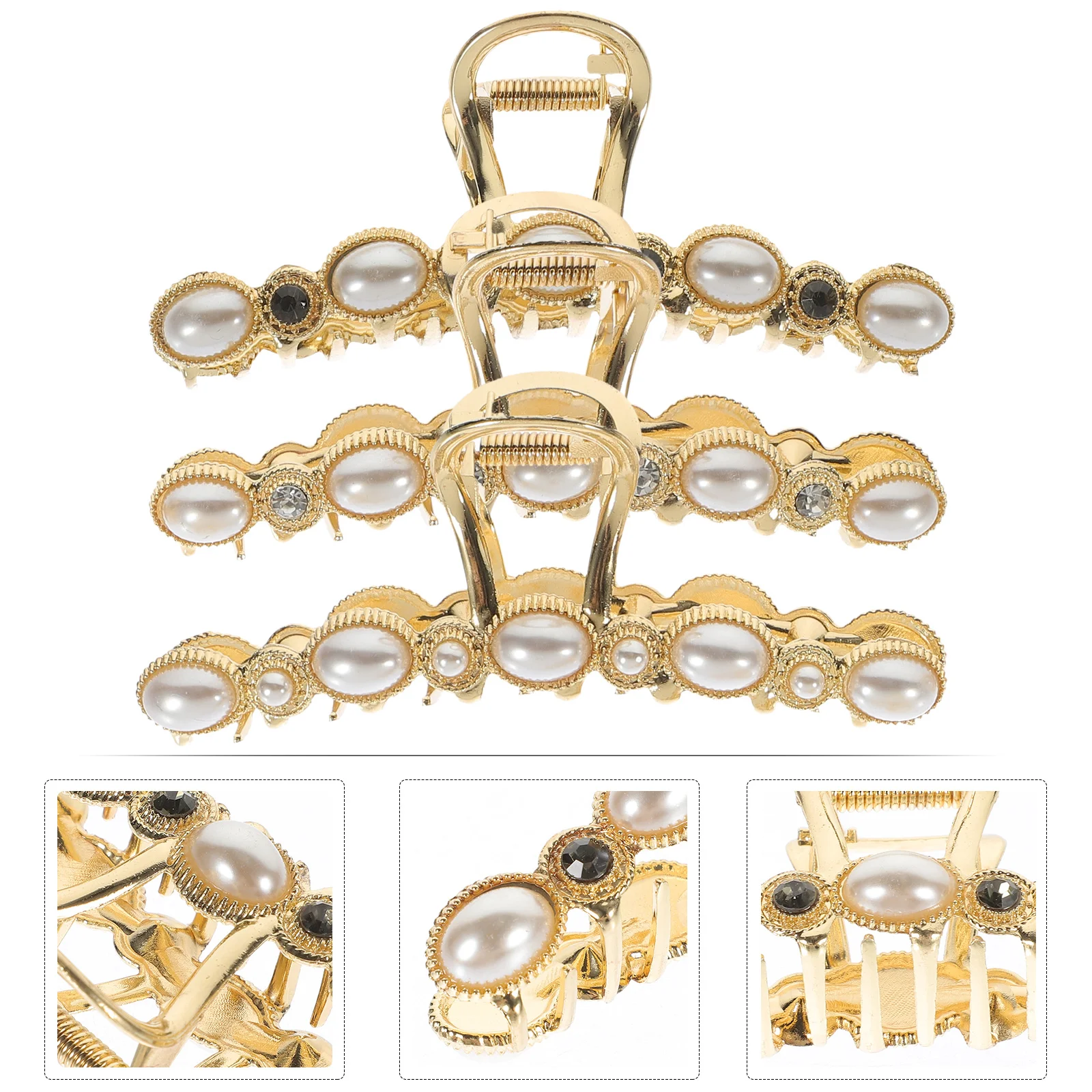 

3pcs Pearl Clips Large Clamps For Thick Long Hair Jaw Clip Holders Hair Accessories For Women Daily Wear Parties Weddings