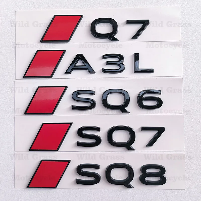 3D Stereoscopic Glossy Black Red Letter Emblem Sticker Universal Auto Fender Decorative Badge Car Exterior Accessories