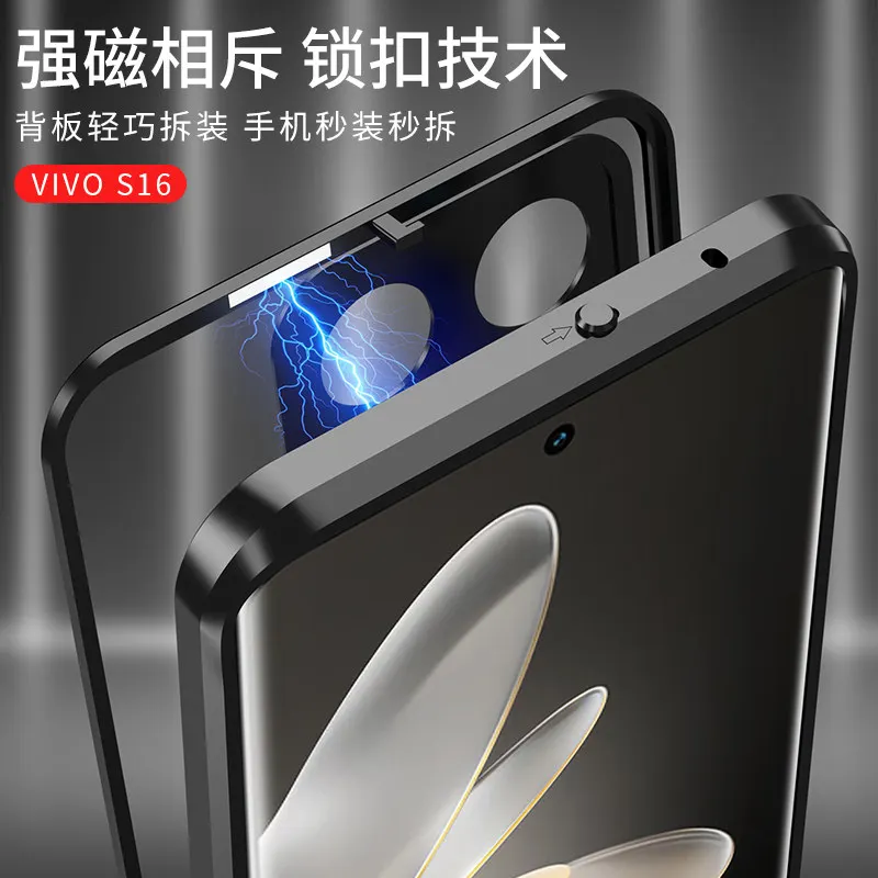 Case For Vivo V27 VivoV27 V2231 V2246 Metal Bumper with Clear Tempered Glass Back Cover Hard Case for Vivo V27 Pro V27Pro V2230