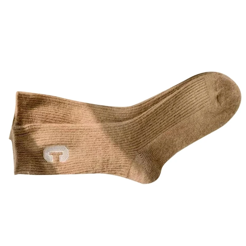 Chaussettes d'hiver unisexes douces, chaussettes maison confortables couleur unie avec accrocheur