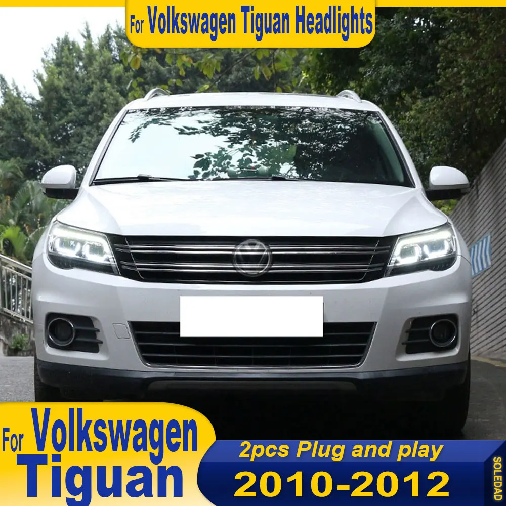 

Автомобильные фары для VW Tiguan, светодиодные фары 2010-2012 годов, фары Tiguan с линзой проектора, DRL, автомобильные, установка Plug and Play.