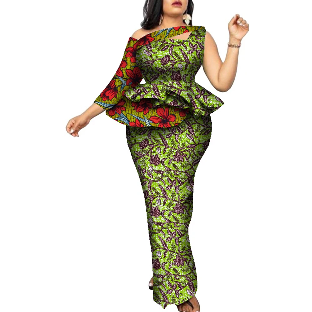 BintaRealWax African Women Clothing Bazin Rich Top and Skirt Sets Plus Size 7XL African Clothing 2 Pieces Skirt Set WY9067