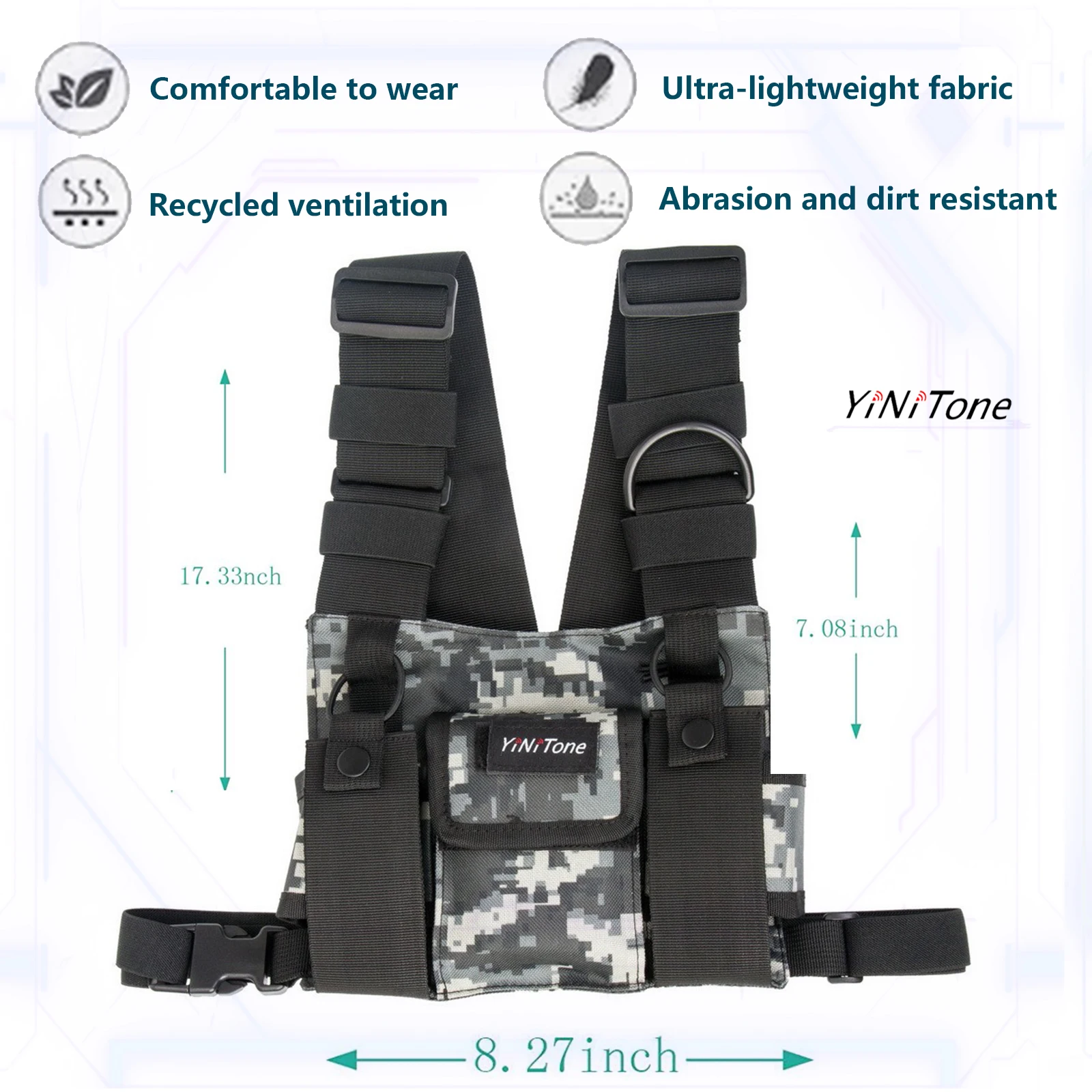 BG-01 Nylon Universal Double Chest Harness Bag Two Way Radio Front Pack high quality Vest Rig Carry Handsome camouflage Pocket