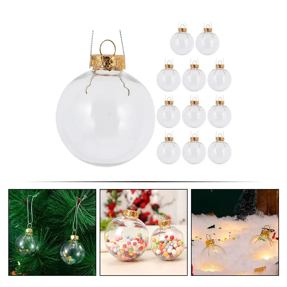 

Fillable Plastic Christmas Balls 8-10cm Xmas Tree Hanging Decorations Festive Holiday Ornament Set Party Gift