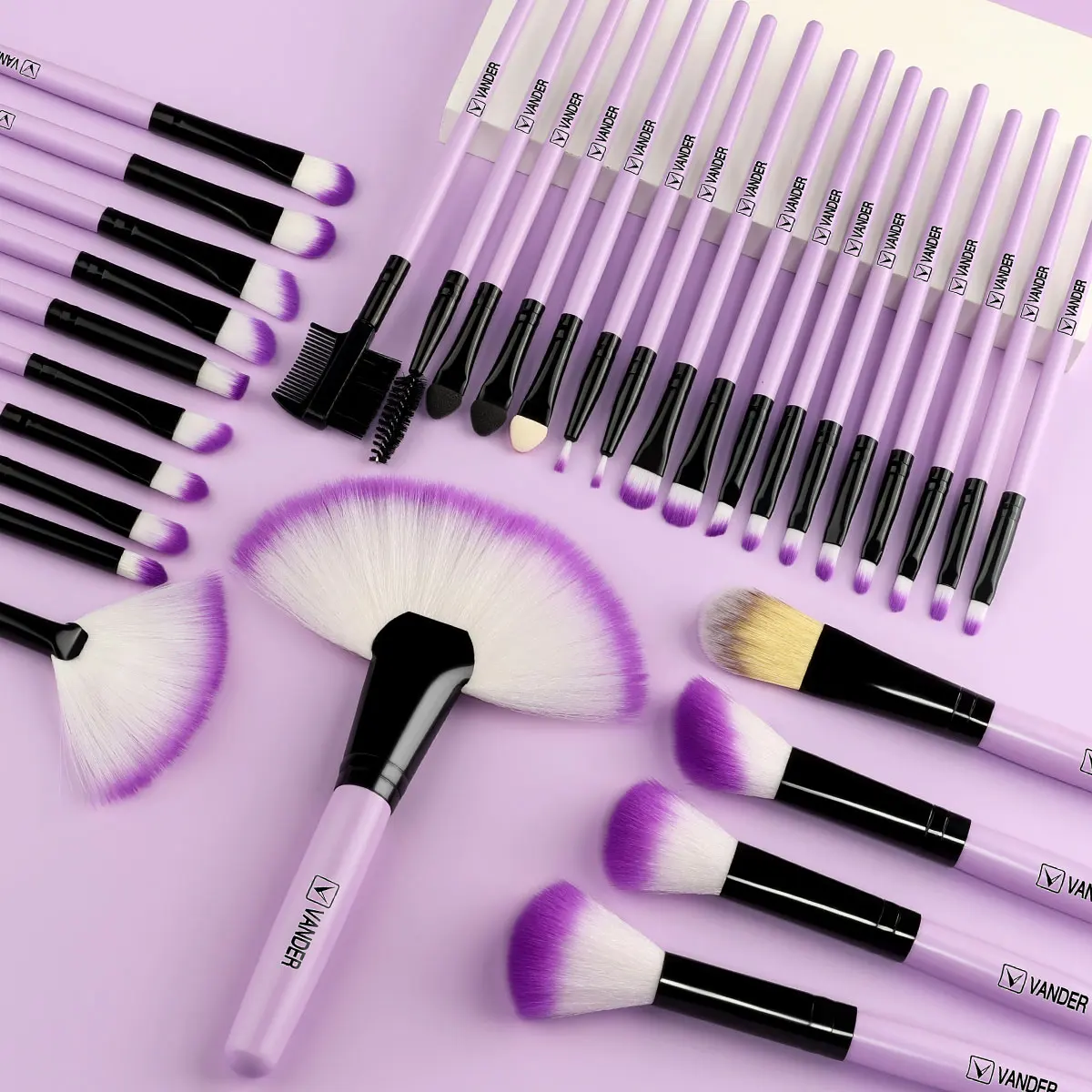 32pcs Makeup Brushes Purple Professional High Quality Natural Hair Cosmetic Foundation Powder Blush Eyeshadow Brush Set