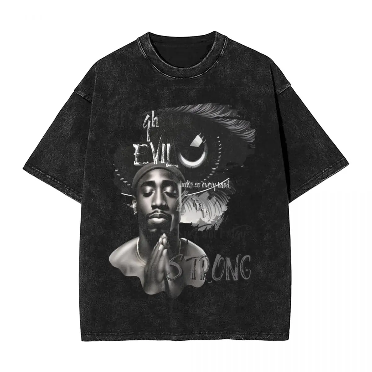 Rapper Tupac woman Men Washed T-Shirt Hot stamping Print Tees,Harajuku Cotton Tshirt Men's Summer Short Sleeve Tees