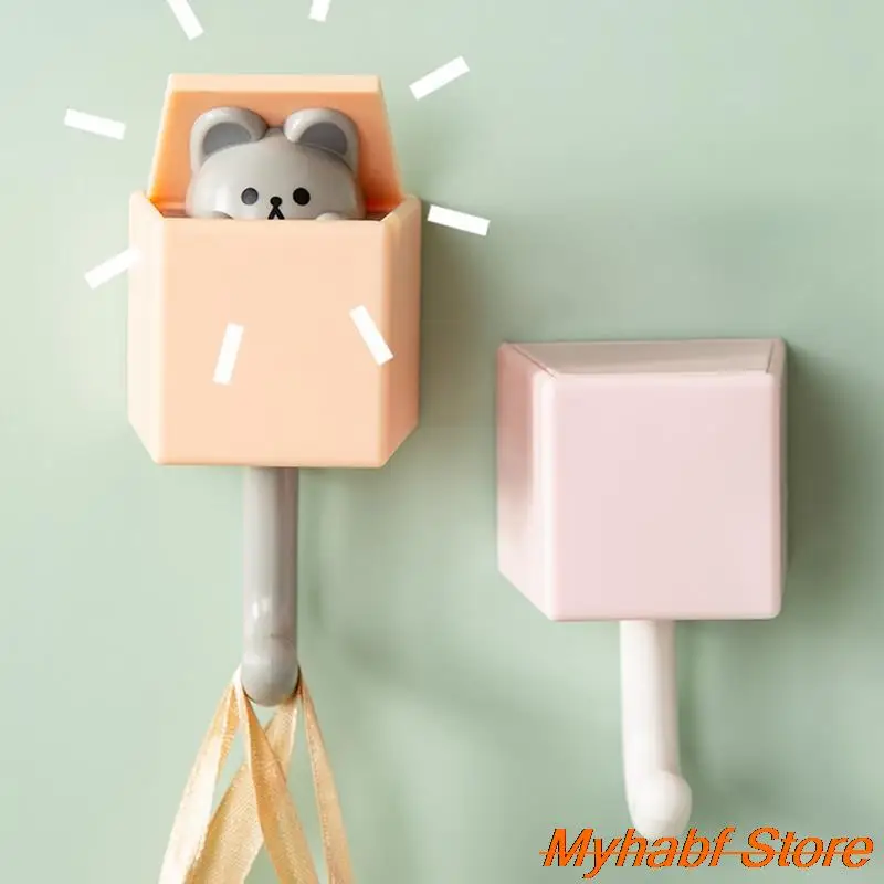 Cartoon Squirrel Wall Hook Self Adhesive Wall Door Storage Hook Towel Hanging Hook Key Holder Coat Hanger Kids Gift Home Decor