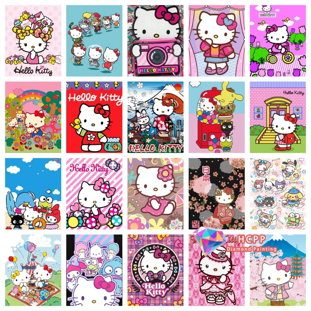 2026 Neues Hello Kitty Diamant-Malerei-Set Quadratische Runde Diamanten 5D DIY Niedliches Cartoon-Mosaik Handgemachte Kunst Exquisites Geschenk Heimdekoration