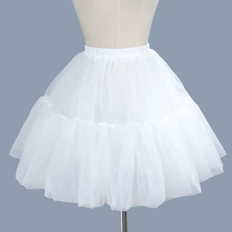 In Stock White Top Quality Ballet Petticoat Ruffle Tulle Short Crinoline Bridal Petticoats Lady Girls Child Underskirt Jupon