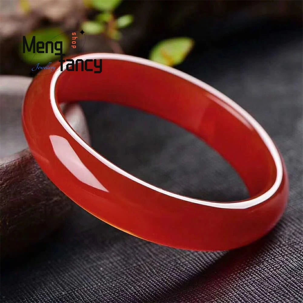 

High-grade Natural Ice-type Green Chalcedony Red Agate Jade Bracelet High-grade Fashion Luxury Jewelry Best Selling Holiday Gift