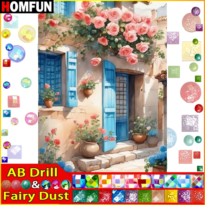 HOMFUN Fairy pyst AB diamentowy obraz pełny kwadratowy/okrągły wiertło 5D DIY