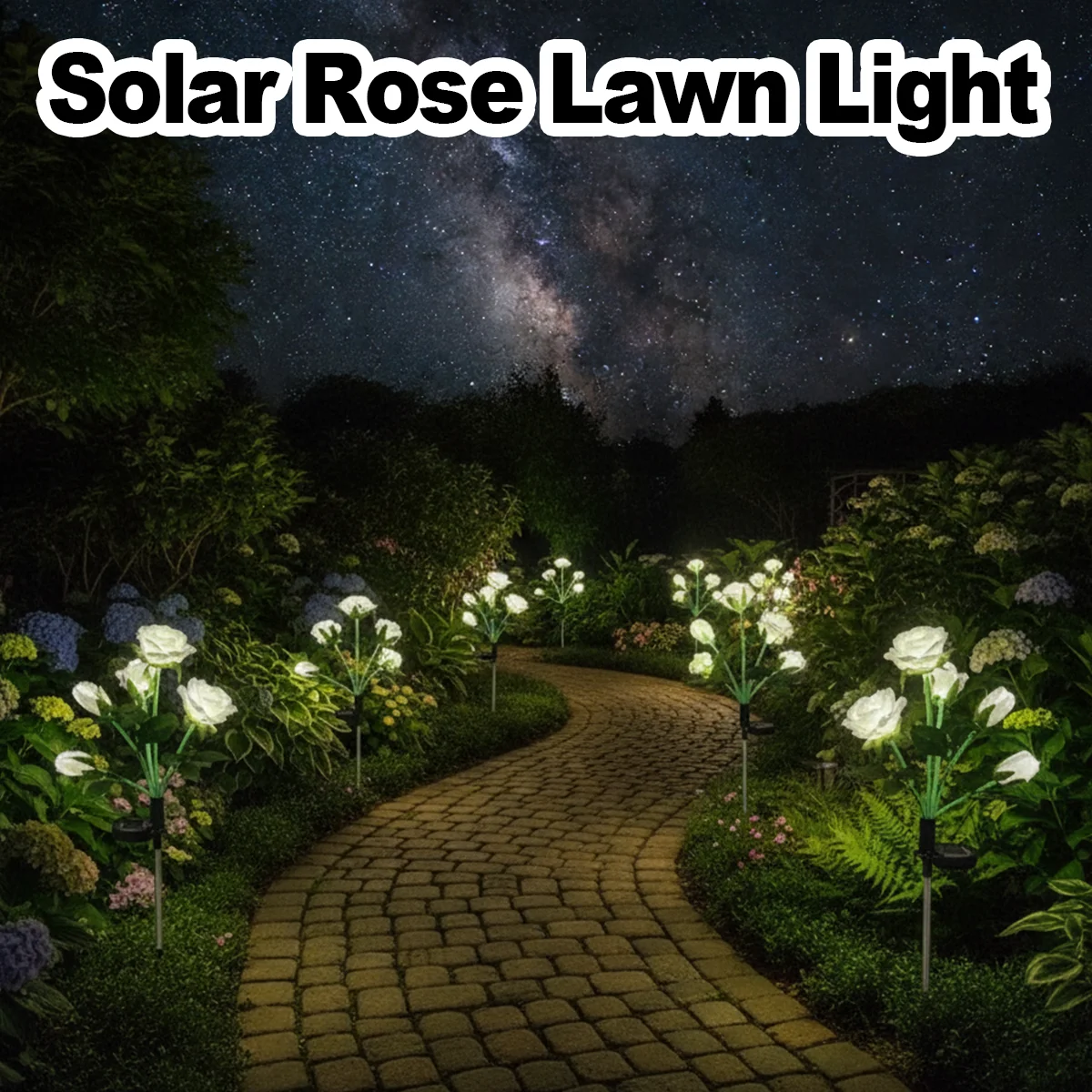5 Heads Solar Light Lawn Lights Solar Power Flower For Garden Modern Landscape Yellow Solar Powered Garden Flood For Patio Fence