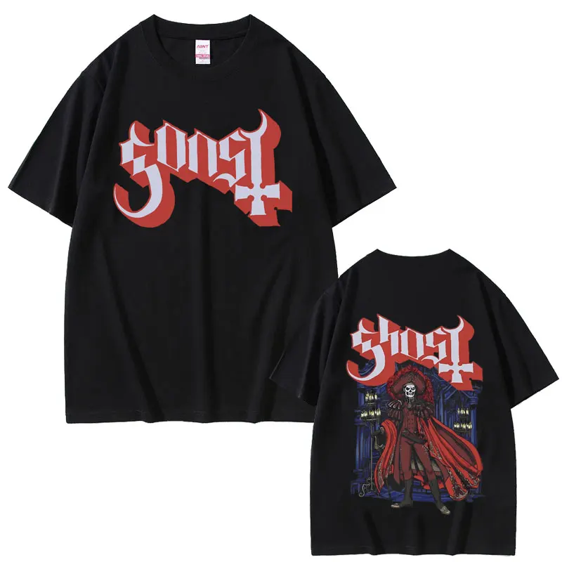 

Best Famous Ghost Band Double Sided Print T-shirt Man 100% Pure Cotton Oversized T Shirts Men's Vintage Gothic Rock Metal Tees