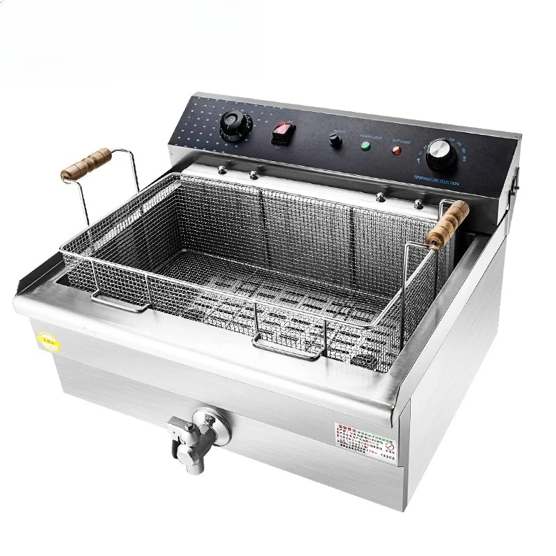 주방 레스토랑 판매를 위한 프라이팬 바구니가 있는 전문 자동 전기 프라이 20L 상업용 패스트 푸드 프라이팬