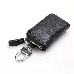 LLavero de cuero para hombre y mujer, bolsa organizadora de cuero de vaca, bolso dividido para llaves de coche, cartera para ama de llaves, bolso de alta calidad