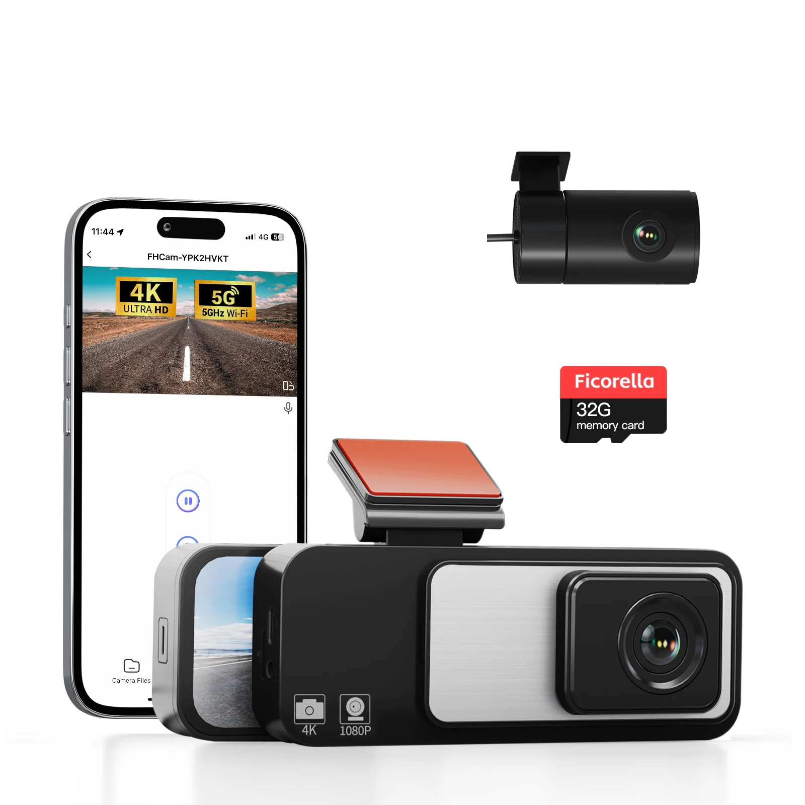 Gravity Sensing, Built-in WiFi Upgrade, 4k Dual Channel Driving Recorder