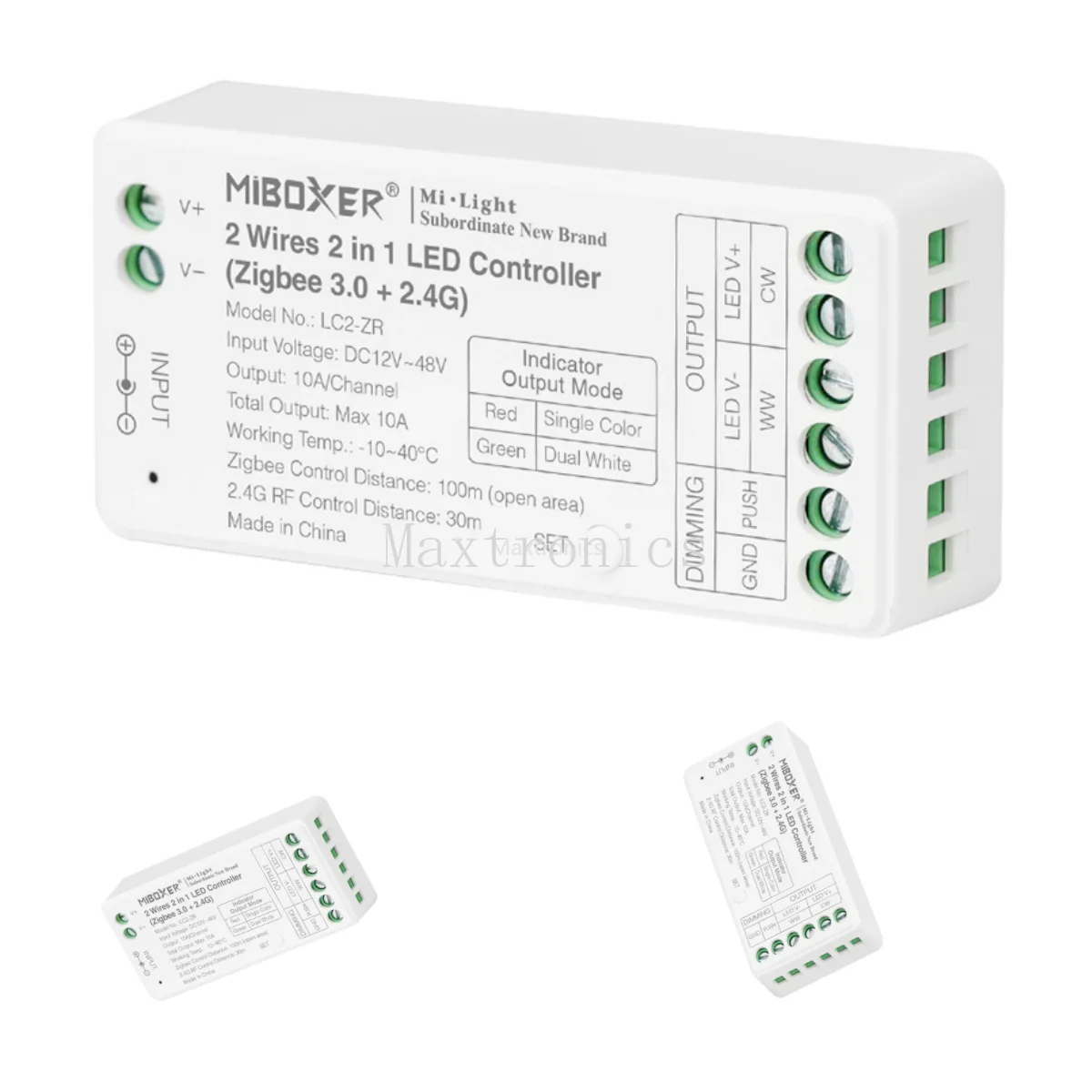 Miboxer LC2-RF/ZR 2 Wires 2in1 LED Controller (Zigbee 3.0+2.4GHz) LED Strip Controller Dimmer for Single Color CCT COB Led Strip