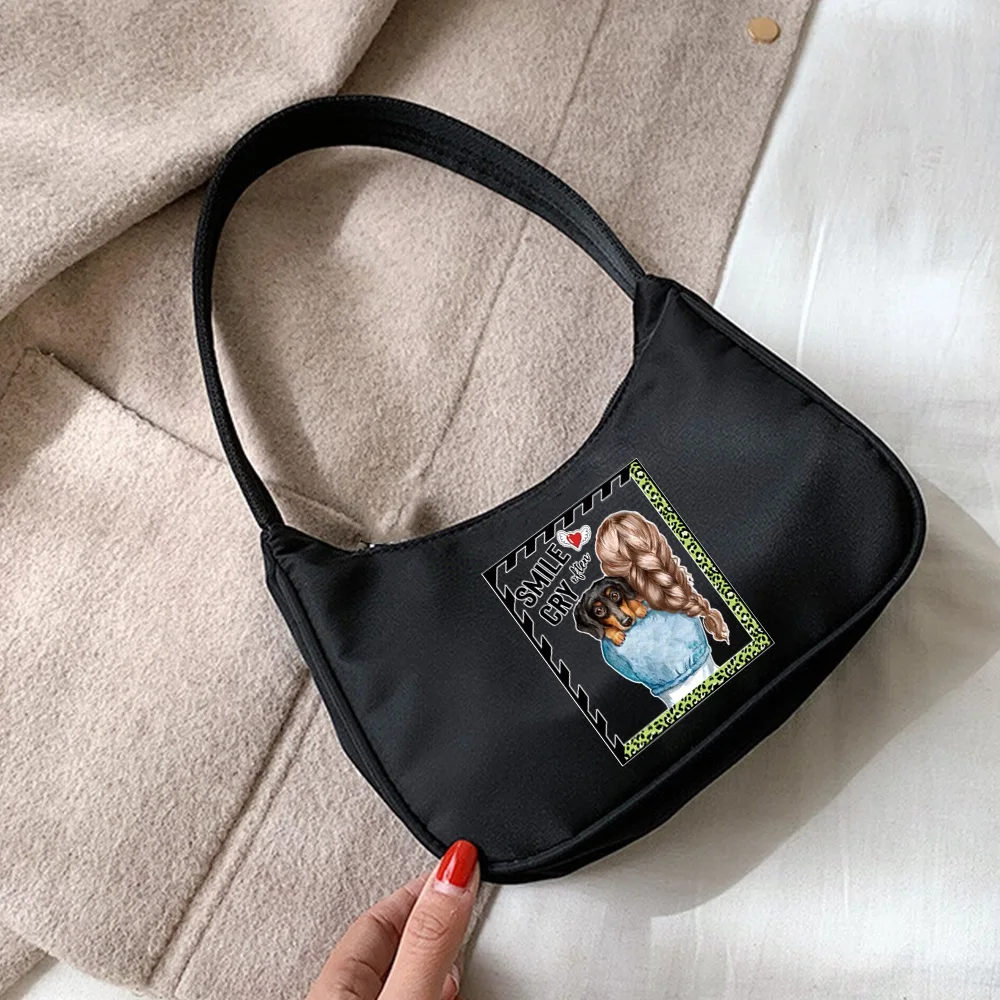 Women Luxury Handbag Simple Underarm Shoulder Bags Fashion MOM Print Design Totes Coin Purse Pouch Organizer Hobo Shoulder Bag