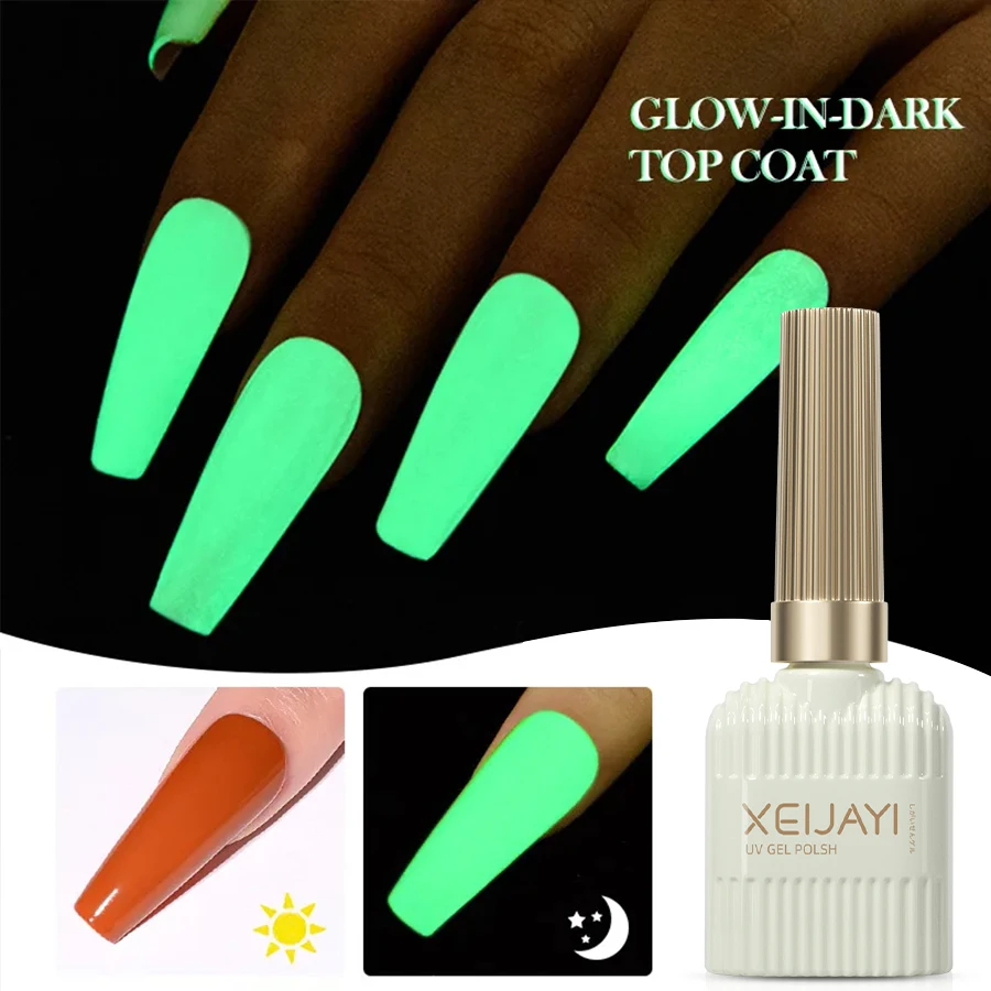 XEIJAYI 1PC 15ML 暗闇で光るジェルネイルポリッシュ - ホームサロンマニキュアと DIY 用の発光トップコート - 長持ちし耐久性があります